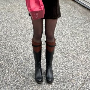 Frye Women Molly Two Tone Leather Botton Tall Knee High Riding Boot